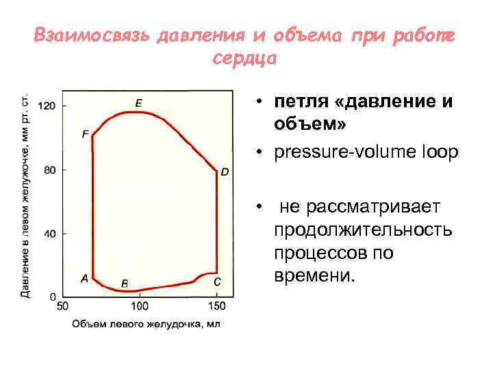 Диаграмма изменения давления и объема крови в желудочках сердца во время сердечного цикла