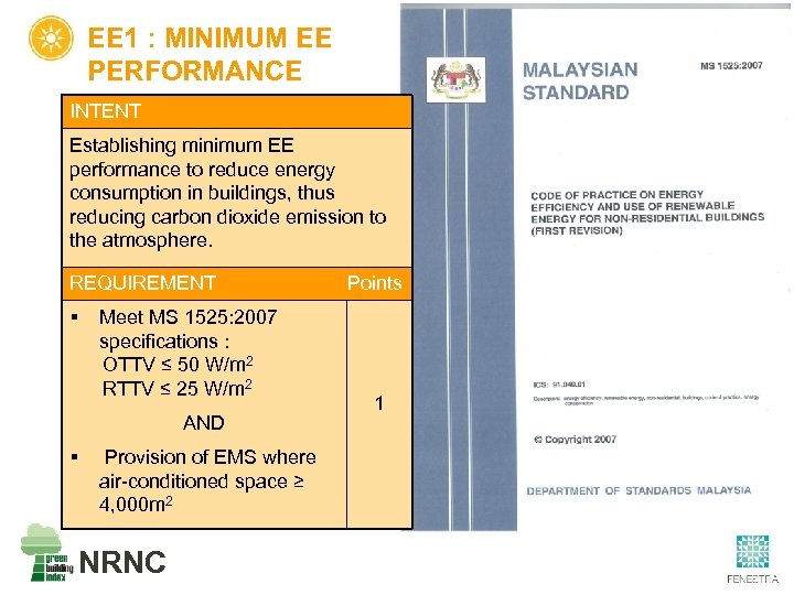 EE 1 : MINIMUM EE PERFORMANCE INTENT Establishing minimum EE performance to reduce energy