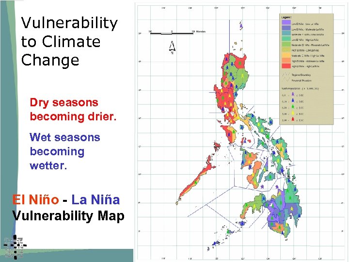 Vulnerability to Climate Change Dry seasons becoming drier. Wet seasons becoming wetter. El Niño