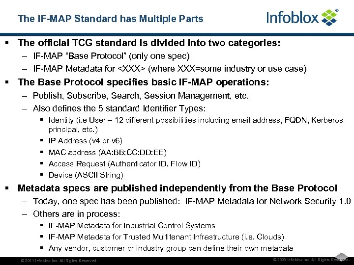 The IF-MAP Standard has Multiple Parts § The official TCG standard is divided into