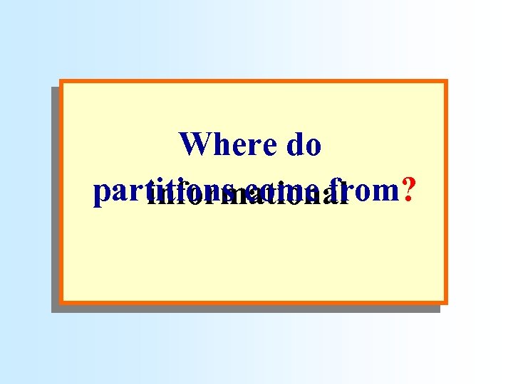 Where do partitions come from? informational 