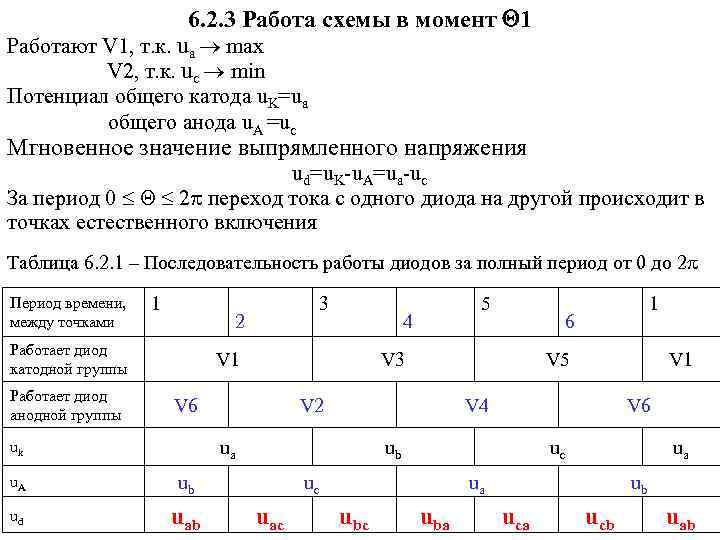 6. 2. 3 Работа схемы в момент Q 1 Работают V 1, т. к.