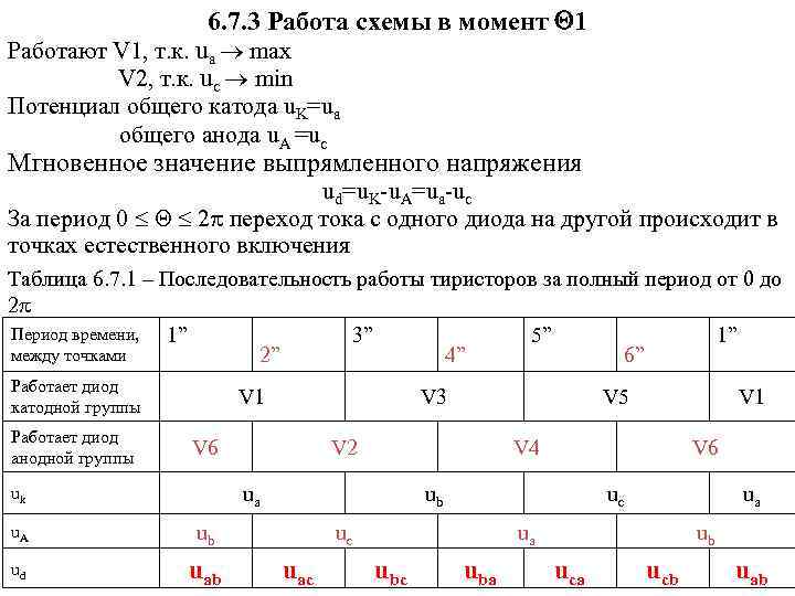 6. 7. 3 Работа схемы в момент Q 1 Работают V 1, т. к.