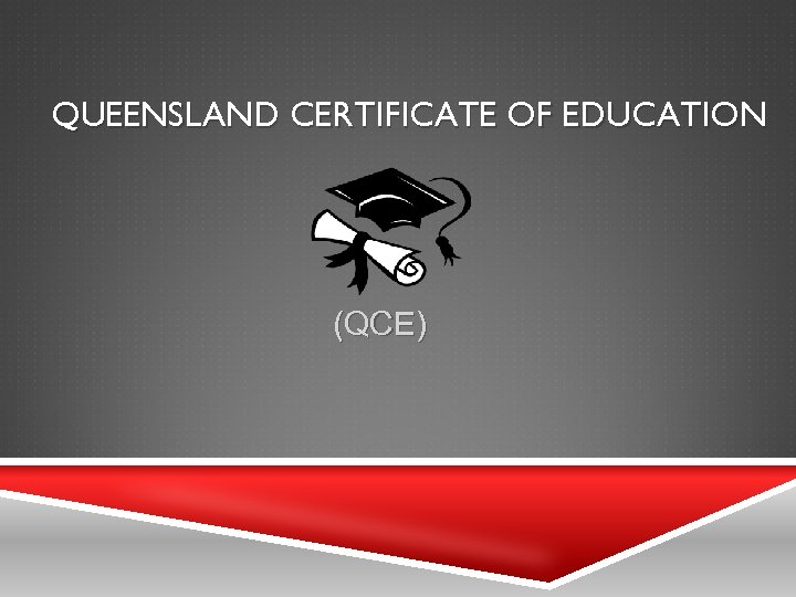 QUEENSLAND CERTIFICATE OF EDUCATION (QCE) 