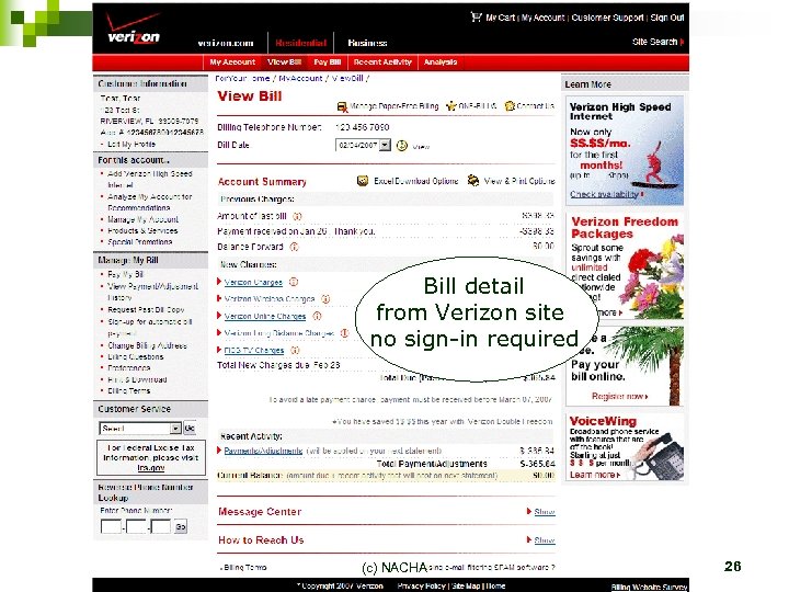 Bill detail from Verizon site no sign-in required (c) NACHA 26 