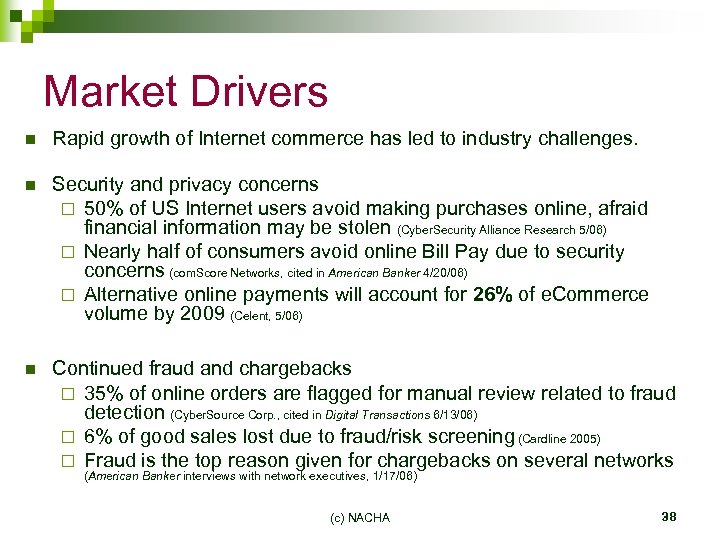 Market Drivers n Rapid growth of Internet commerce has led to industry challenges. n