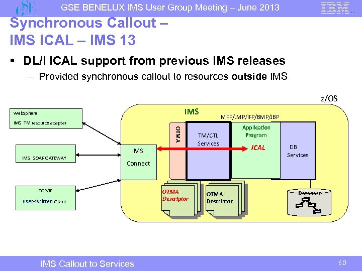 GSE BENELUX IMS User Group Meeting – June 2013 Synchronous Callout – IMS ICAL