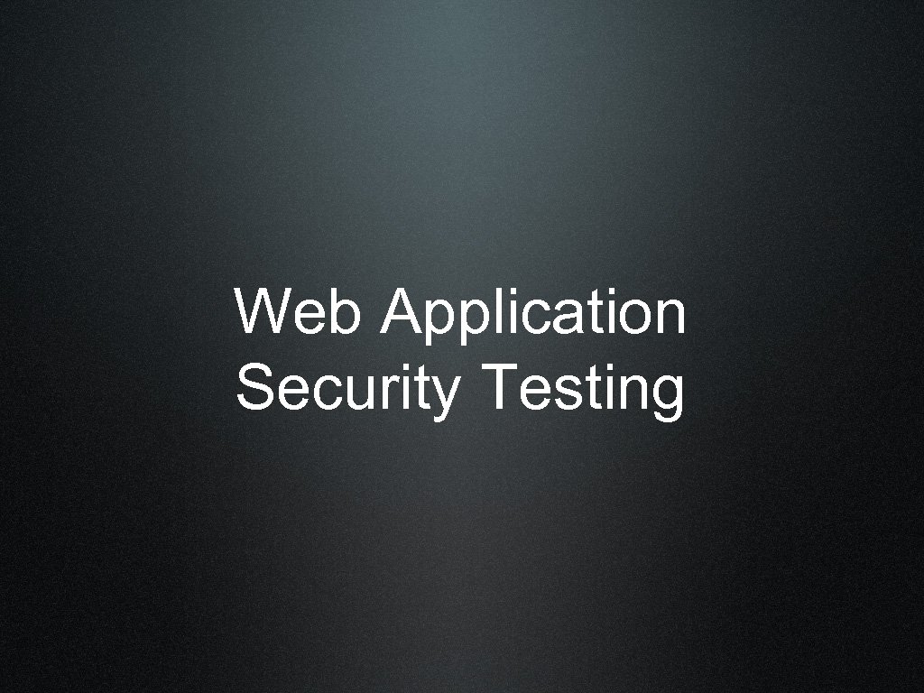 Web Application Security Testing 