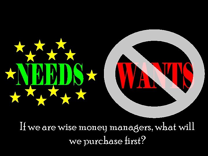 If we are wise money managers, what will we purchase first? 