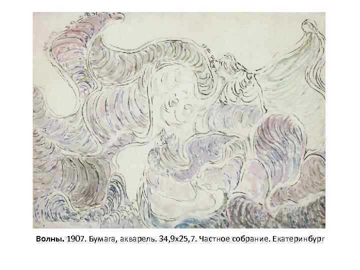 Волны. 1907. Бумага, акварель. 34, 9 х25, 7. Частное собрание. Екатеринбург 