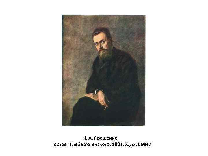 Н. А. Ярошенко. Портрет Глеба Успенского. 1884. Х. , м. ЕМИИ 