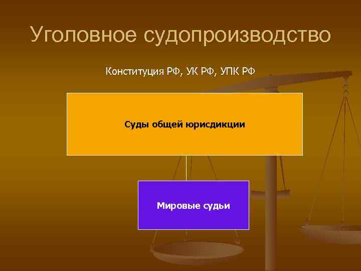 Уголовное судопроизводство Конституция РФ, УК РФ, УПК РФ Суды общей юрисдикции Мировые судьи 