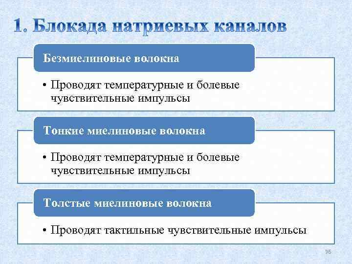 Безмиелиновые волокна • Проводят температурные и болевые чувствительные импульсы Тонкие миелиновые волокна • Проводят