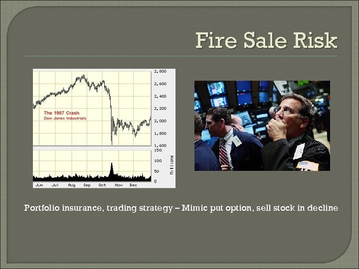 Fire Sale Risk Portfolio insurance, trading strategy – Mimic put option, sell stock in