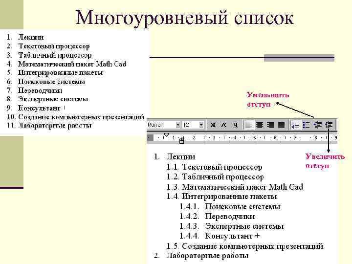 Приведенный на рисунке стиль списка позволяет создавать список