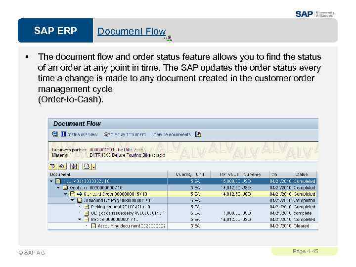 SAP ERP § Document Flow The document flow and order status feature allows you