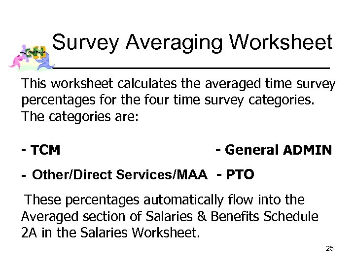 TCM Cost Report Survey Averaging Worksheet This worksheet calculates the averaged time survey percentages