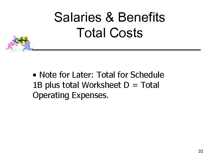 TCM Cost Report Salaries & Benefits Total Costs • Note for Later: Total for
