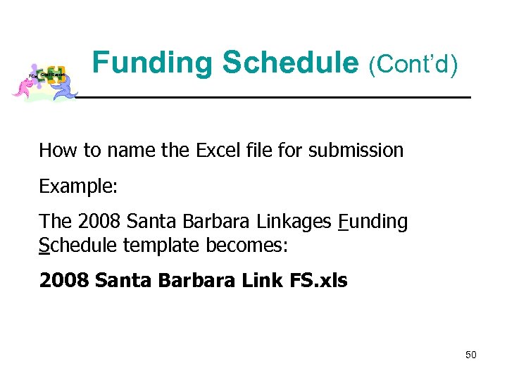 TCM Cost Report Funding Schedule (Cont’d) How to name the Excel file for submission