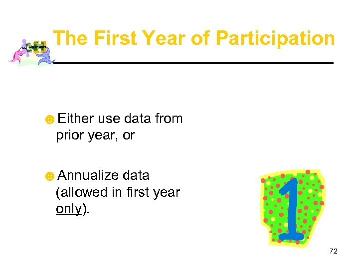 TCM Cost Report The First Year of Participation ☻Either use data from prior year,