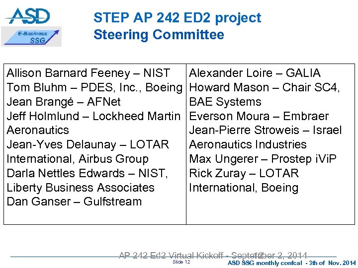 STEP AP 242 ED 2 project Steering Committee Allison Barnard Feeney – NIST Tom