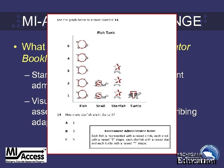 MI-ACCESS VI CHALLENGE • What is the Assessment Administrator Booklet for Braille? – Standard