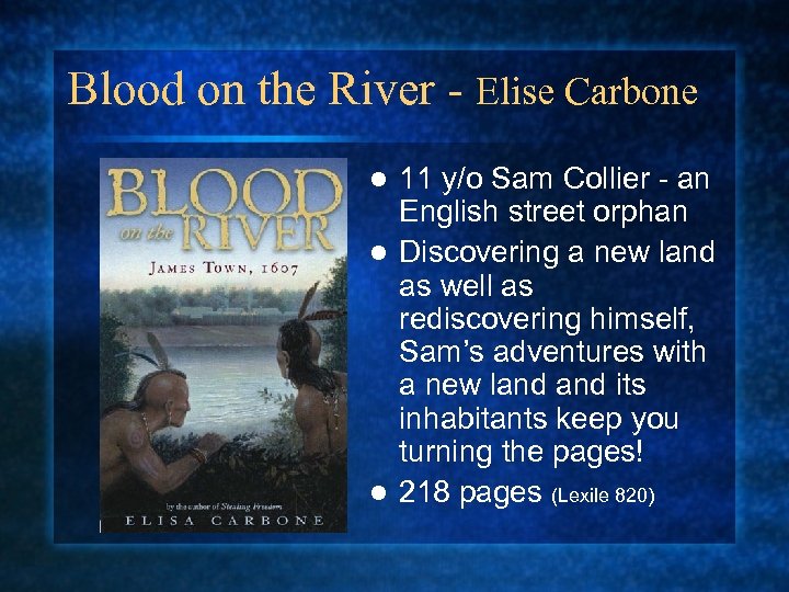 Blood on the River - Elise Carbone 11 y/o Sam Collier - an English