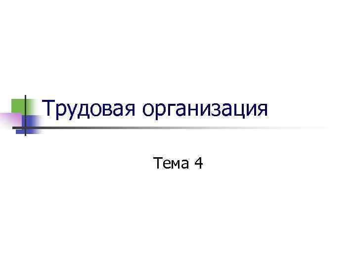 Трудовая организация Тема 4 