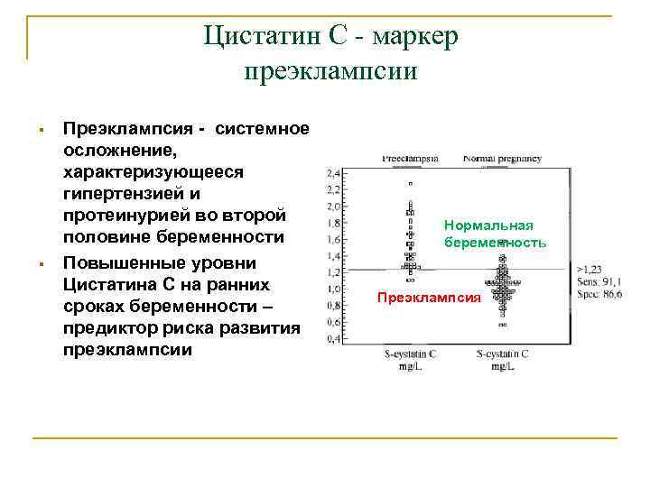 Цистатин С - маркер преэклампсии § § Преэклампсия - системное осложнение, характеризующееся гипертензией и
