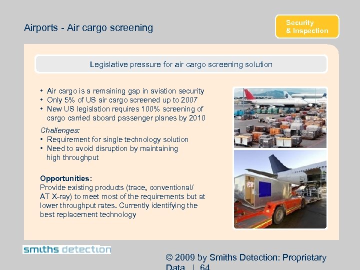 Security & Inspection Airports - Air cargo screening Legislative pressure for air cargo screening