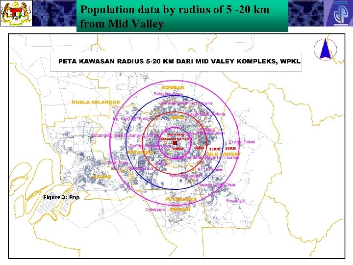 Population data by radius of 5 -20 km from Mid Valley Figure 3: Pop