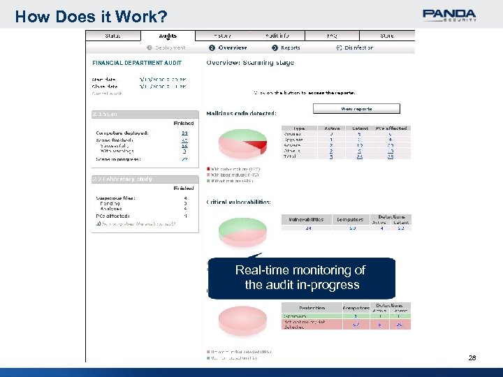 How Does it Work? FINANCIAL DEPARTMENT AUDIT Real-time monitoring of the audit in-progress 28