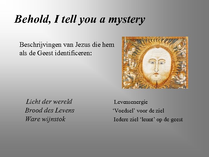 Behold, I tell you a mystery Beschrijvingen van Jezus die hem als de Geest