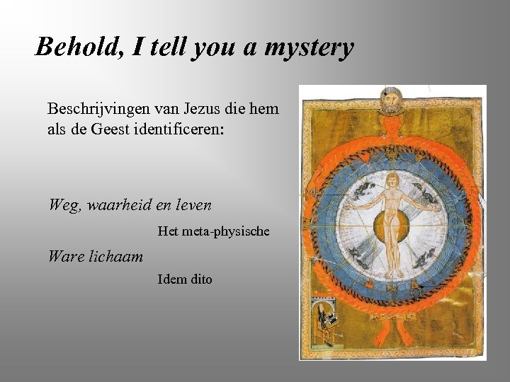 Behold, I tell you a mystery Beschrijvingen van Jezus die hem als de Geest