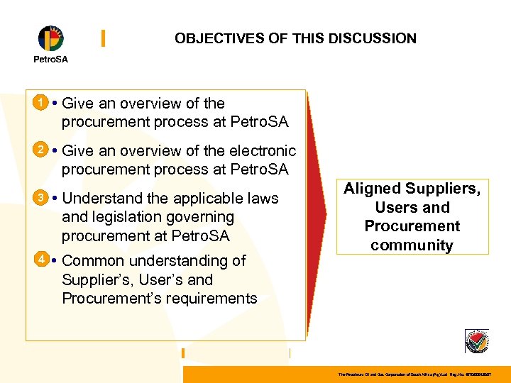 OBJECTIVES OF THIS DISCUSSION 1 • Give an overview of the procurement process at