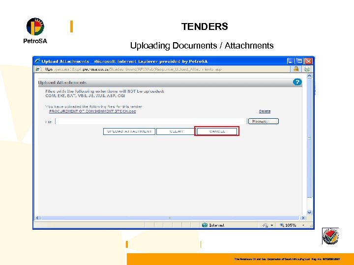 TENDERS Uploading Documents / Attachments The Petroleum Oil and Gas Corporation of South Africa