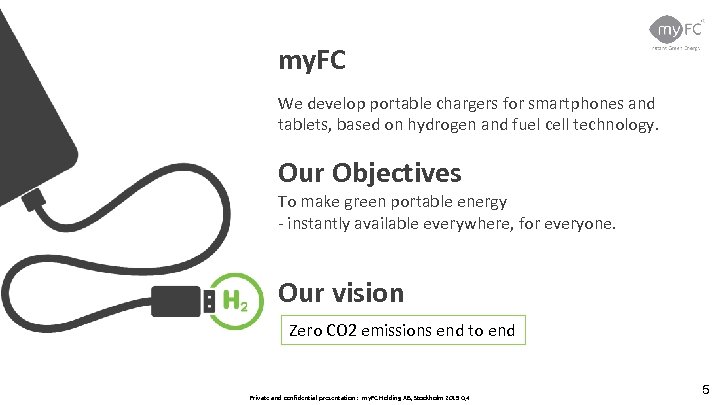 my. FC We develop portable chargers for smartphones and tablets, based on hydrogen and