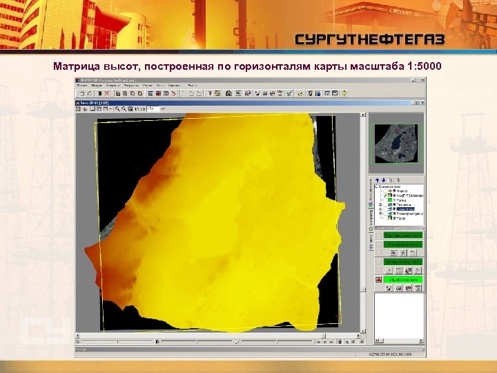Матрица высот, построенная по горизонталям карты масштаба 1: 5000 