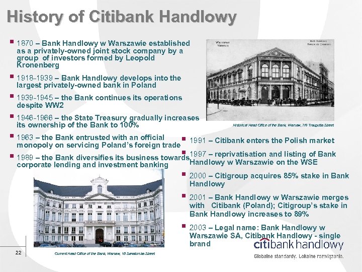 History of Citibank Handlowy § 1870 – Bank Handlowy w Warszawie established as a