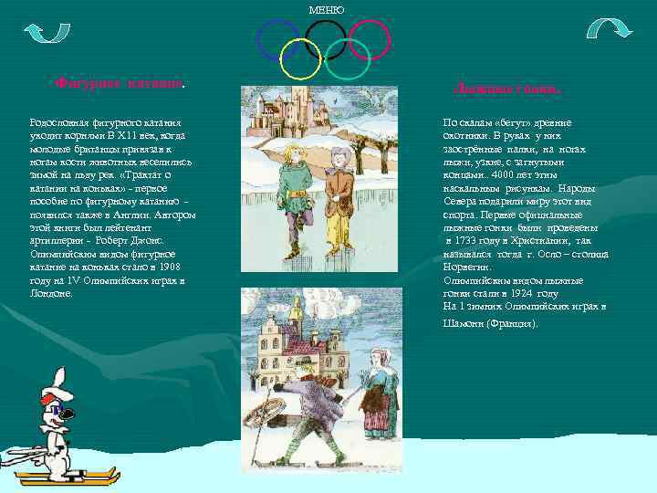 МЕНЮ Фигурное катание. Родословная фигурного катания уходит корнями В Х 11 век, когда молодые