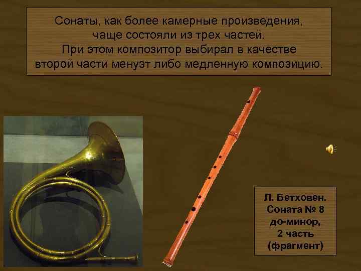 Сонаты, как более камерные произведения, чаще состояли из трех частей. При этом композитор выбирал