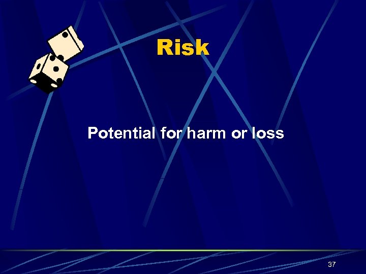 Risk Potential for harm or loss 37 