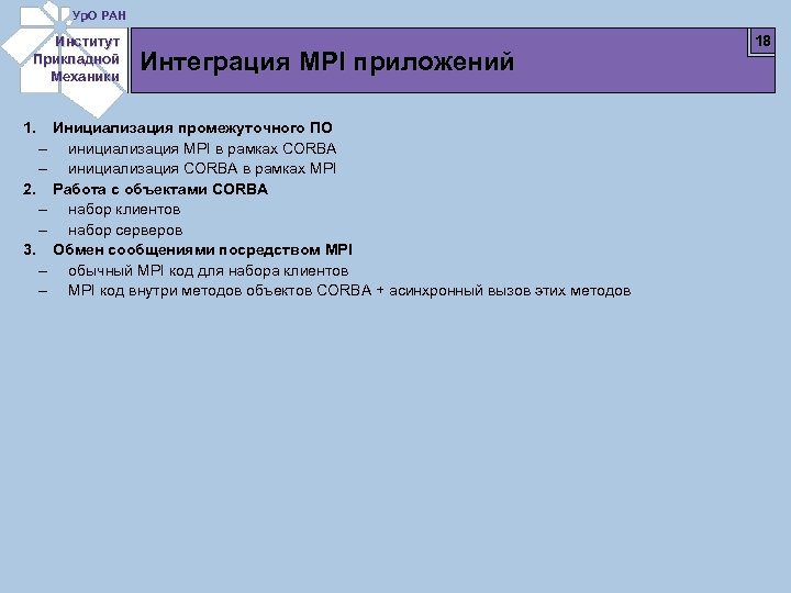 Ур. О РАН Институт Прикладной Механики 1. – – 2. – – 3. –