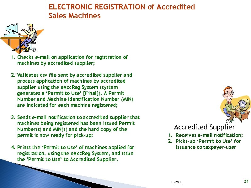 ELECTRONIC REGISTRATION of Accredited Sales Machines BIR 1. Checks e-mail on application for registration