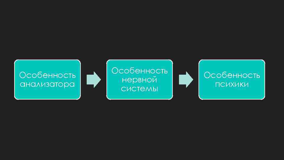 Особенность анализатора Особенность нервной системы Особенность психики 