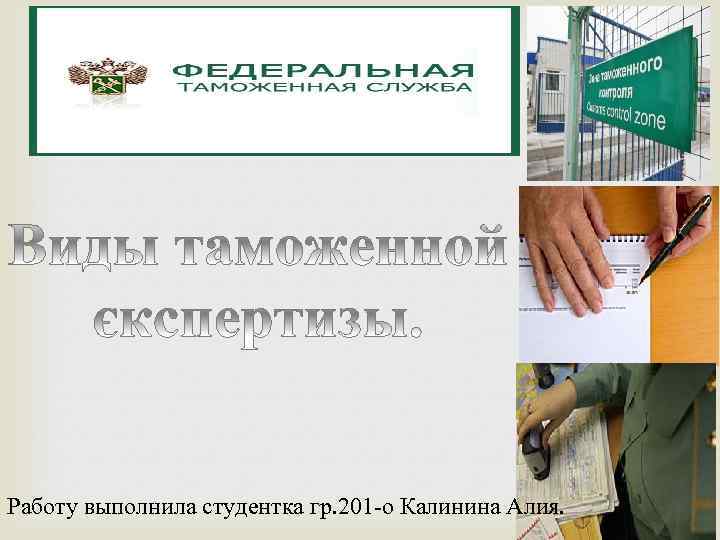 Работу выполнила студентка гр. 201 -о Калинина Алия. 