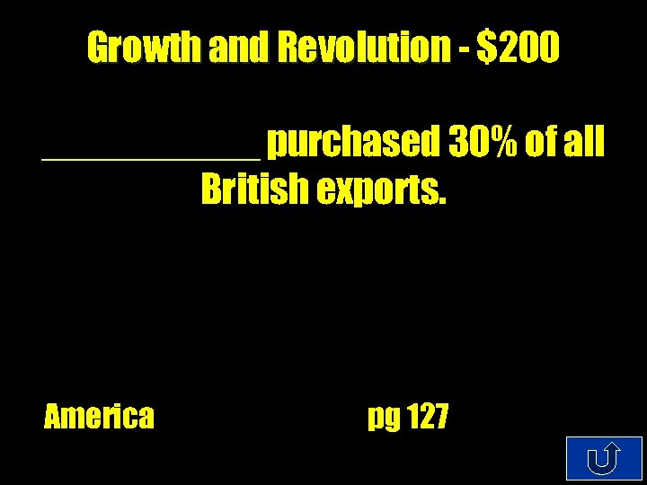 Growth and Revolution - $200 _____ purchased 30% of all British exports. America pg