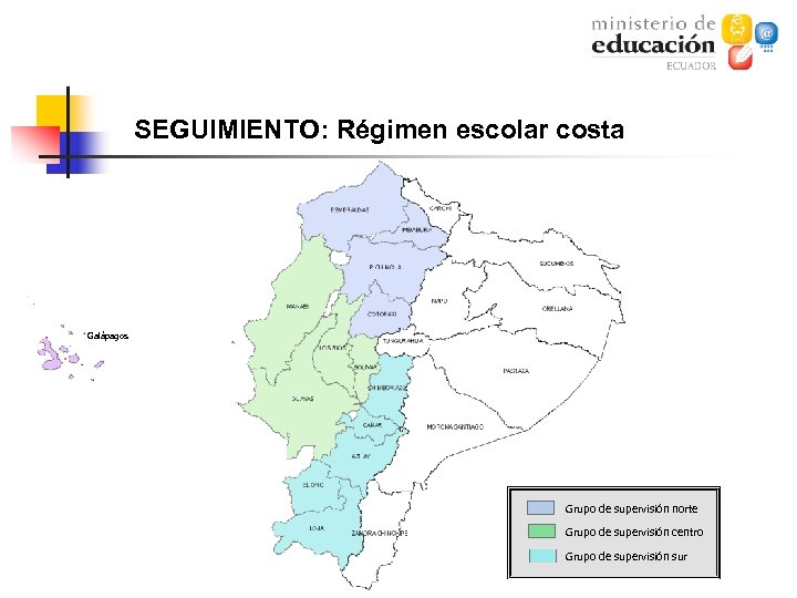 SEGUIMIENTO: Régimen escolar costa Galápagos Grupo de supervisión norte Grupo de supervisión centro Grupo