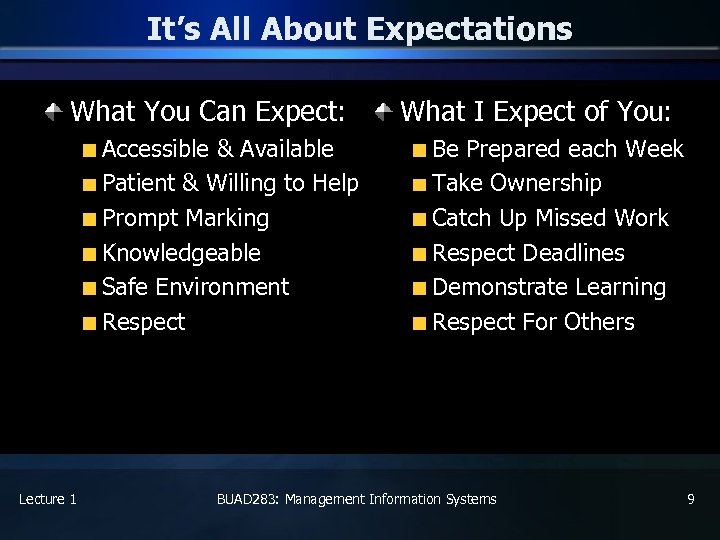 It’s All About Expectations What You Can Expect: Accessible & Available Patient & Willing