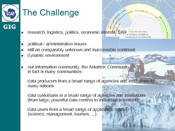 The Challenge GIG n research, logistics, politics, economic interest, SAR n political / administrative